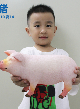 仿真小猪软胶大号猪猪动物玩具模型摆件儿童小猫白兔牧场农场家畜