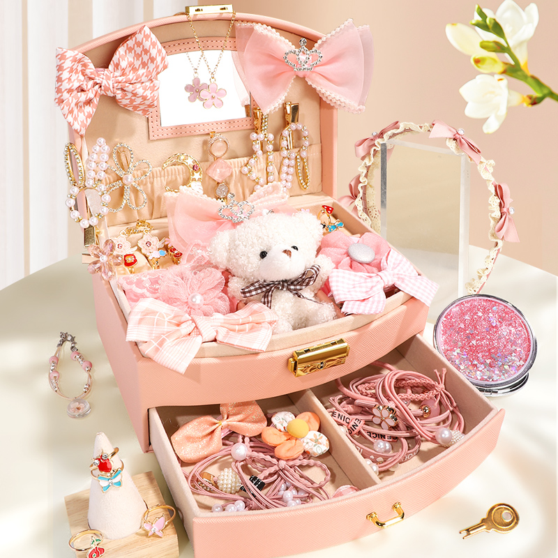 女童首饰盒儿童公主饰品套装发饰礼盒玩具子发夹小女孩的生日礼物