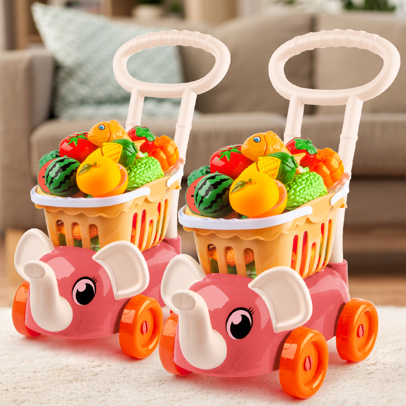 儿童购物车玩具宝宝手推车切水果蔬菜切切乐厨房女孩超市小推车