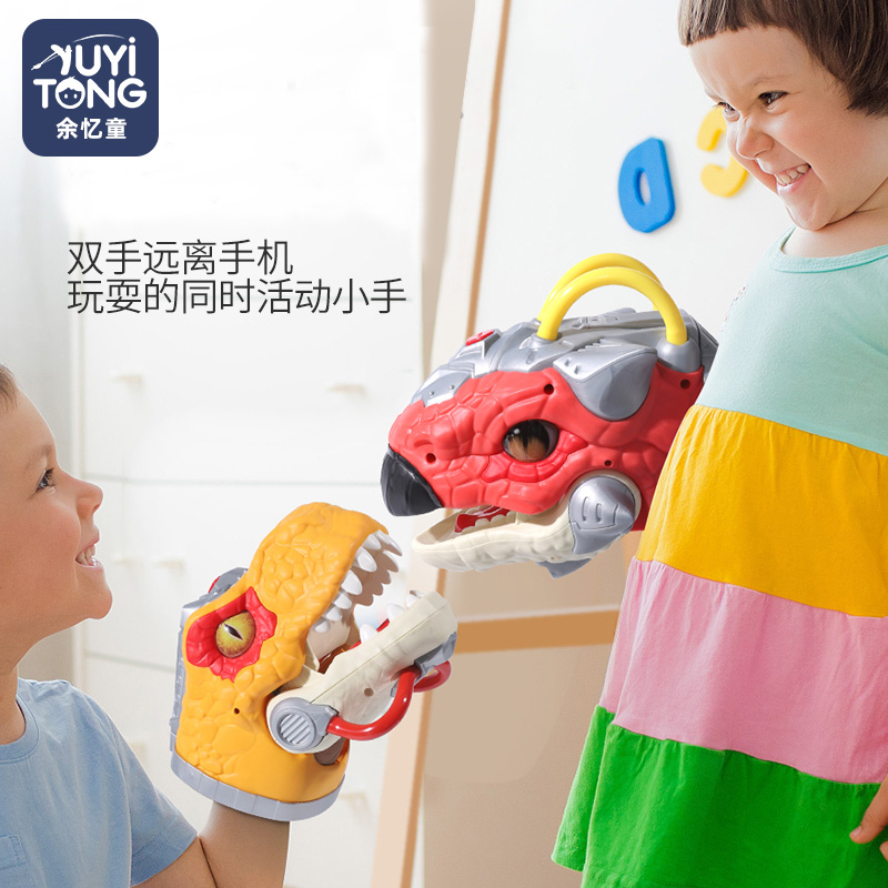 恐龙手偶儿童男孩生日仿真动物模型甲龙三角恐龙头玩具霸王龙手套