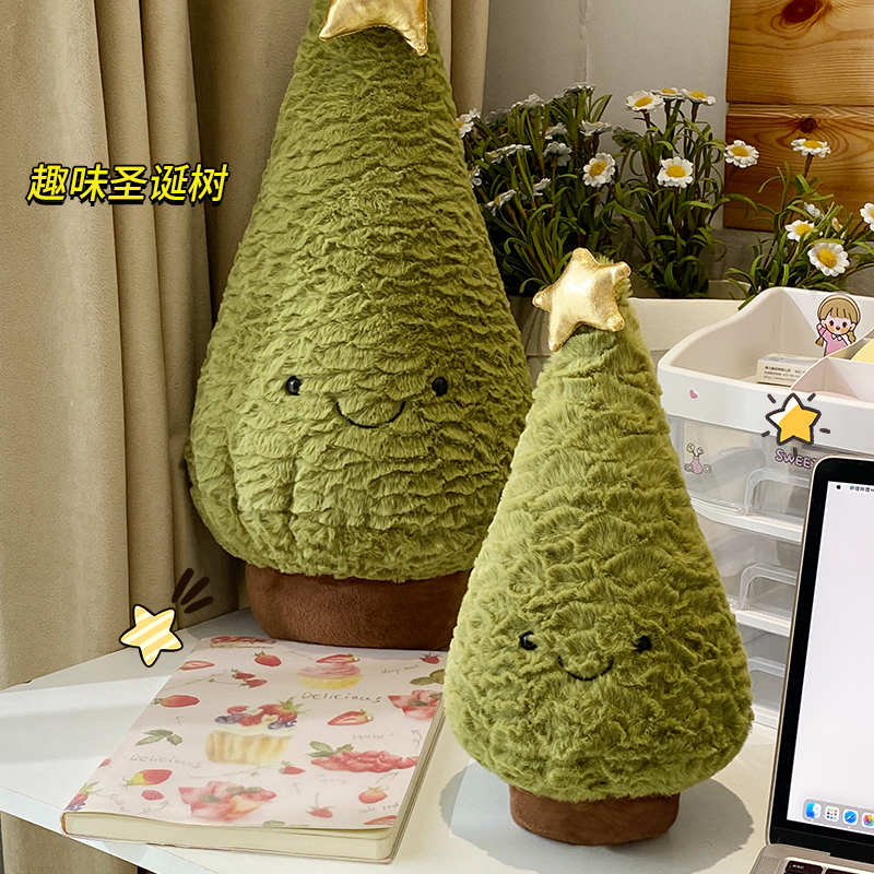新款圣诞树抱枕摆件毛绒玩具麋鹿公仔圣诞节氛围装饰品娃娃礼物