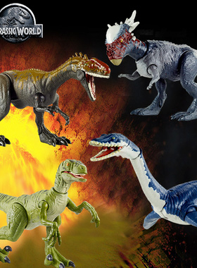 美泰侏罗纪竞技对战恐龙模型迅猛龙布鲁关节可动男孩玩具GCR54