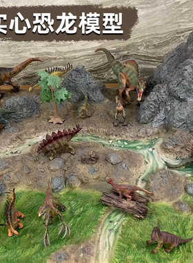 远古恐龙侏罗纪玩具实心仿真迅猛龙模型4岁男孩霸王龙6沙盘小玩具
