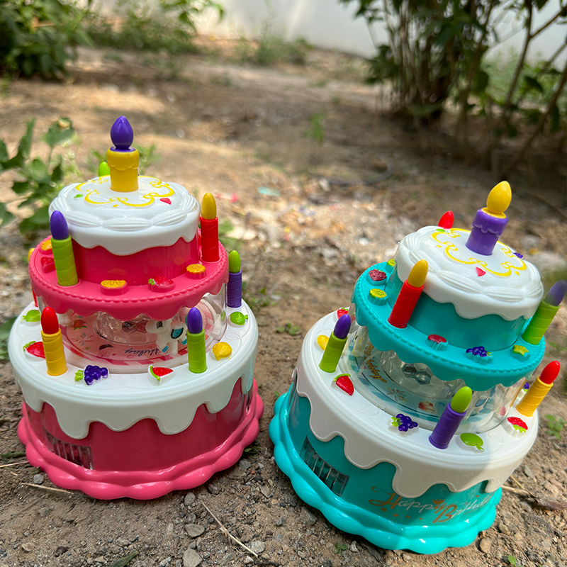儿童仿真生日蛋糕玩具旋转木马电动音乐车女童生日过家家礼物女孩
