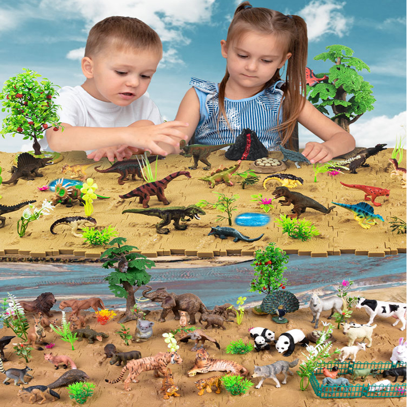 霸王龙场景森林DIY积木拼搭仿真恐龙3儿童模型动物4小男孩5岁玩具