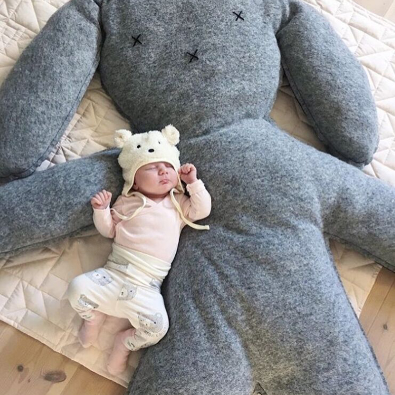 ins新款毛绒灰色兔子玩偶超大抱枕靠枕宝宝玩具儿童摄影家居装饰
