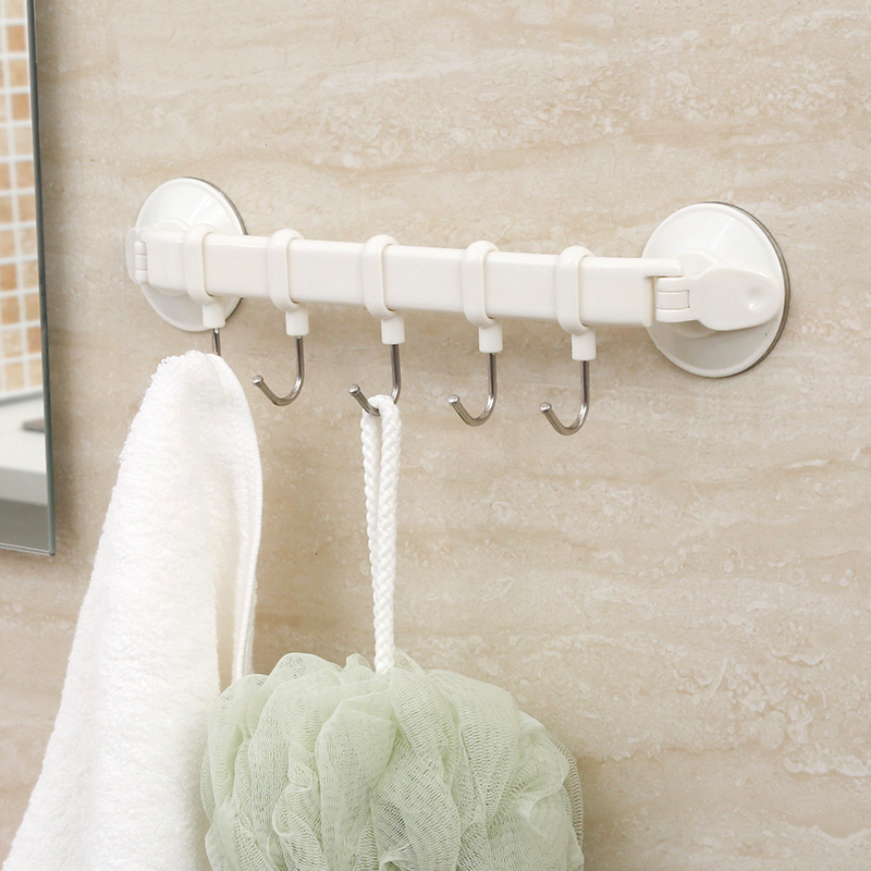 日本优质创意厨房浴室移动衣架毛巾架 强力无痕吸盘免钉挂钩挂架