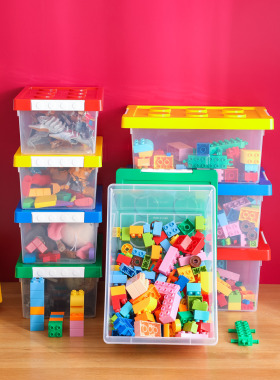 大颗粒积木收纳盒小玩具儿童拼装分类整理磁力片收纳箱塑料储物箱