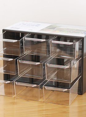 日本亚克力收纳盒办公用品小抽屉式整理盒桌上透明文具首饰储物盒