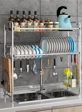 304不锈钢单双水槽沥水架厨房置物架用品水池收纳架碗碟盘刀架架