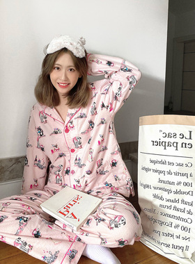 官网在售RMB468 大气春冬全棉长袖睡衣女磨毛居家服套装 节日系列