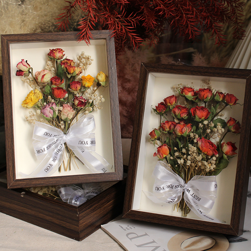成品相框干花植物标本真花玫瑰家居装饰摆件节日礼物伴手礼装饰画