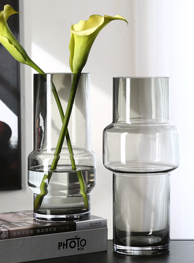 创意日式透明玻璃花瓶客厅插花轻奢现代简约家居装饰品餐桌摆件
