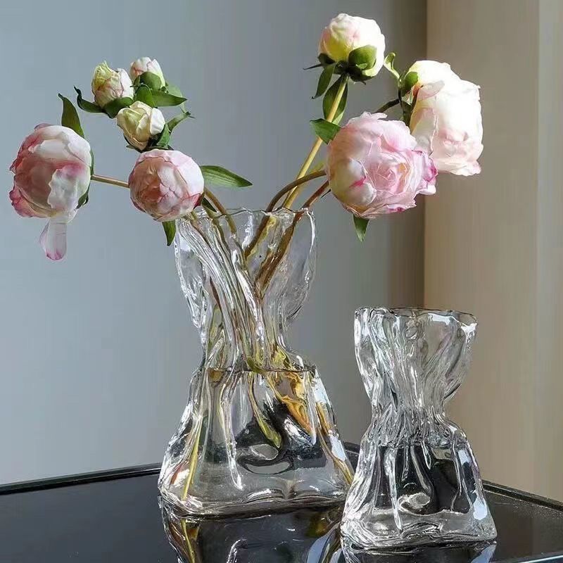 玻璃花瓶高级感不规则ins风透明民宿客厅桌面插花水养装饰摆件