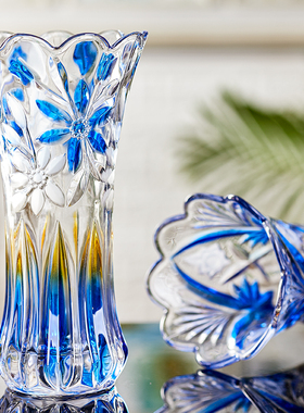 花瓶摆件客厅插花水养鲜花富贵竹干花透明玻璃新中式大号家居装饰