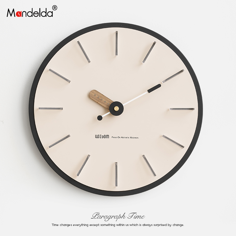 Mandelda免打孔北欧客厅墙面装饰品时钟轻奢家用挂钟2024新款钟表
