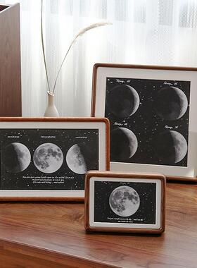 moon你出生那天的月亮相框生日月球摆台月相照片实木七寸相框定制