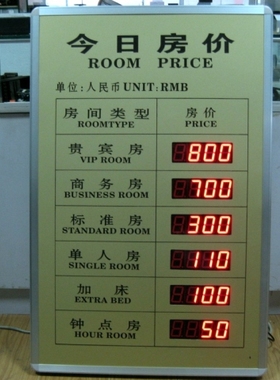 LED数码管数字房价显示屏价目屏牌宾馆房价牌大尺寸房价屏利率屏