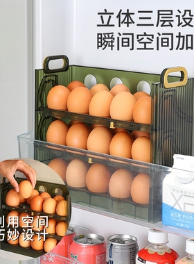 冰箱侧门鸡蛋收纳盒食品级保鲜盒专用整理收纳翻转鸡蛋盒鸡蛋托