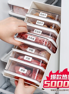 冰箱冷冻室收纳保鲜盒食品级专用厨房备菜分装冻肉密封储藏整理盒