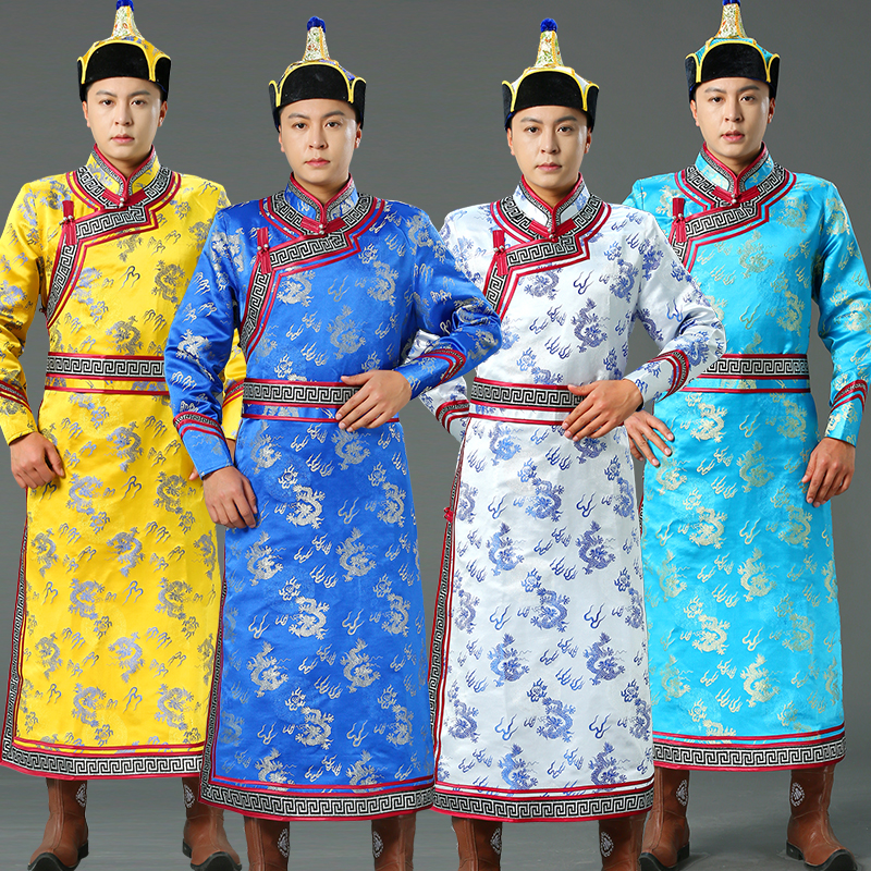 蒙古族男装传统蒙古长袍男士民族服装舞蹈演出服蒙族礼仪舞台服饰
