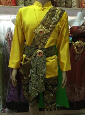 泰国传统服装男金黄色立领长袖影楼拍照写真主持年会微电影服装
