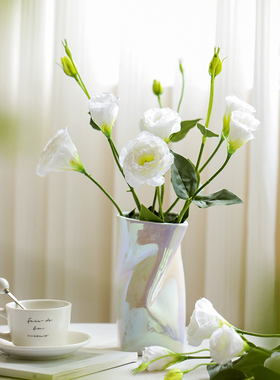 洋桔梗仿真花轻奢白色高支假花艺摆件北欧客厅摆设干花花束高级感