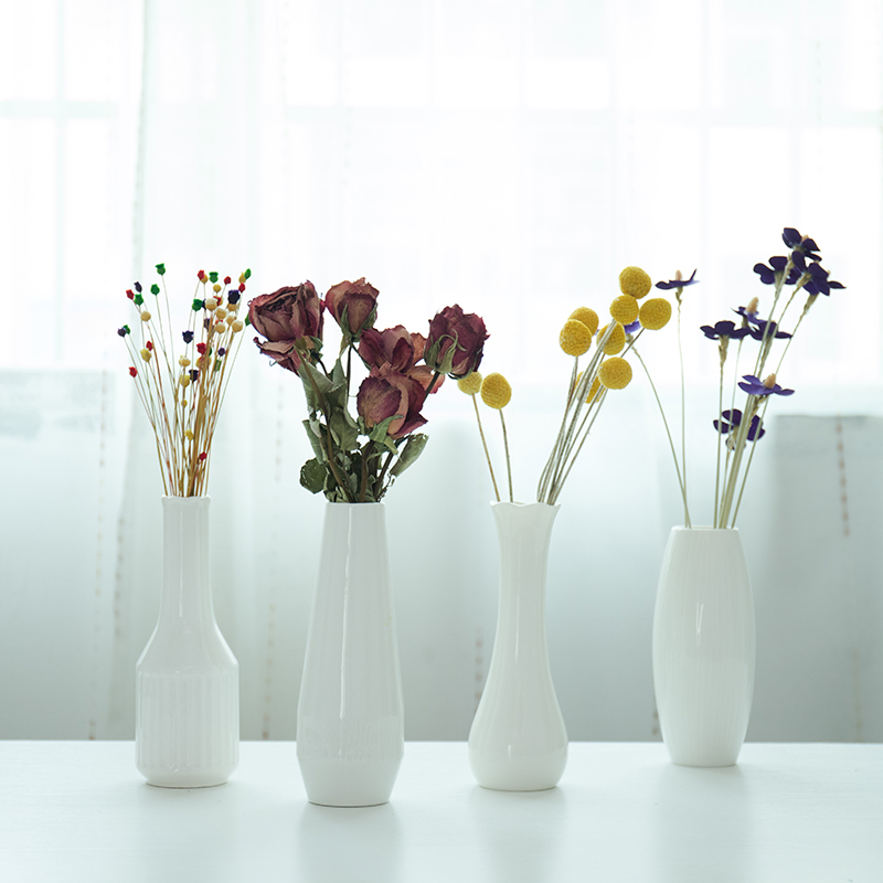 简约陶瓷花瓶透明玻璃水培花器小清新插干花北欧家用装饰客厅摆件