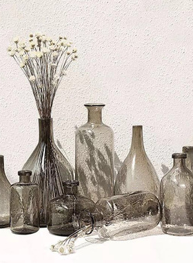北欧简约复古拍摄道具气泡玻璃花瓶家装花瓶摆件装饰多尺寸可选