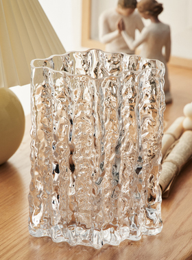 网红轻奢高级感ins风创意冰川透明玻璃花瓶北欧水培插花居家装饰