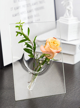 韩国ins风玻璃相框花瓶北欧原创设计居家装饰客厅餐桌插花瓶摆件