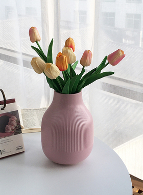 Annie Garden 外贸原单 北欧现代简约网红竖条纹陶瓷居家装饰花瓶