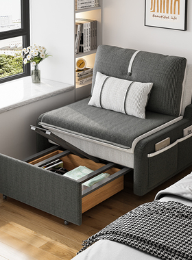 伸缩沙发床可折叠两用阳台无扶手多功能小户型布艺单人床2024新款
