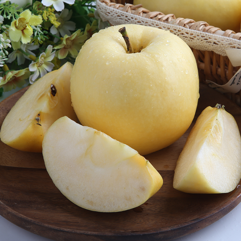 山东烟台黄金奶油富士苹果水果5斤牛奶白色新鲜当季整箱包邮
