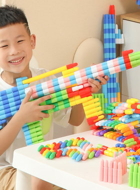 儿童塑料拼插火箭子弹头积木拼装益智玩具5幼儿园宝宝男孩女孩6岁