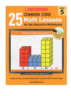 【孤品清仓】英文原版 25 Common Core Math Lessons for the Interactive Whiteboard: Grade 6 学乐堂共同核心标准数学 附2张CD