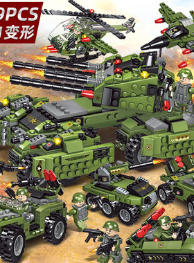 2024新款重型坦克积木益智军事拼装甲车儿童玩具男孩子新年礼物