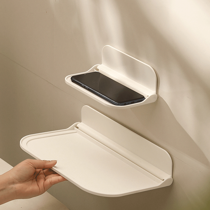 卫生间手机置物架浴室墙上放床头厕所免打孔宿舍可折叠板托盘收纳