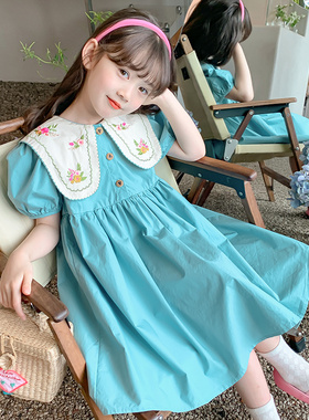 女童连衣裙2024新款夏装洋气儿童裙子夏季小女孩童装泡泡袖公主裙