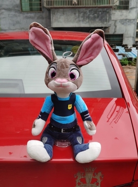 抖音同款朱迪兔子警官汽车车尾挂件玩偶草莓熊汽车车顶装饰公仔