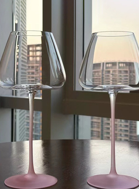 勃艮第红酒杯高颜值渐变粉色家用创意波尔多杯高脚杯玻璃杯酒杯