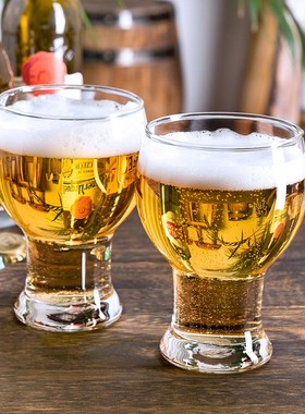 进口啤酒杯玻璃杯创意酒杯大容量巴伐利亚红酒杯家用玻璃矮脚杯