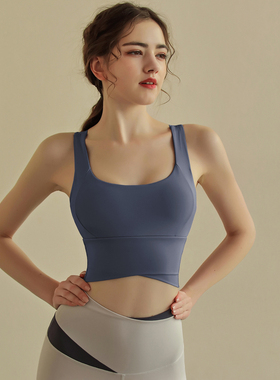 新款带胸垫瑜伽服套装高强度防震运动内衣女文胸跑步背心健身衣裤