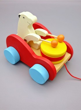木制宝宝拖拉车动物造型婴幼儿童拉线拉绳12-3岁一岁可爱学步玩具