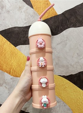 婴儿奶粉盒便携式外出密封防潮储存盒可爱卡通宝宝米粉辅食分装盒
