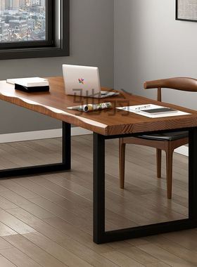 t%松木实木电脑桌台式桌家用书桌卧室双人电竞桌现代简约办公桌长