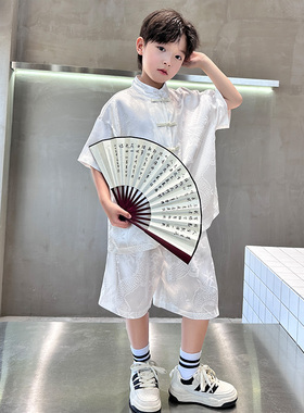 男童夏装套装2024新款汉服中式唐装薄款儿童古风短袖中国表演服潮