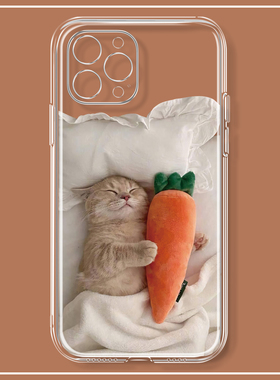 可爱睡觉猫咪适用iPhone14promax苹果15华为mate60荣耀90硅胶vivox90小米13oppoa96手机壳一加11红米note12软