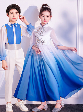 六一儿童合唱演出服中国风朗诵舞蹈服中小学生男女童乐器主持服装