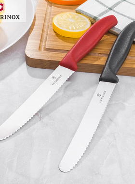 维氏瑞士军刀 西式厨房刀具 6.7833红黑色 西餐面包水果刀 锯齿刃